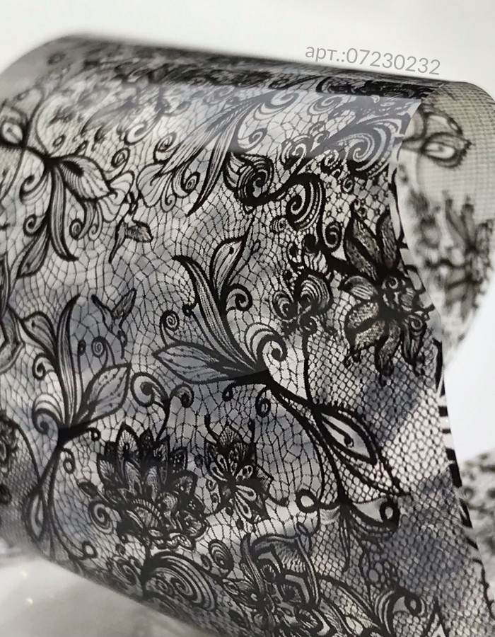 Фольга переводная черный узор 4см х 1м 232 Фольга переводная черный узор 4см х 1м 232