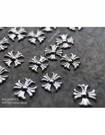 Металлический декор, мальтийский крест серебро 6х6 мм Металлический декор, мальтийский крест серебро 6х6 мм