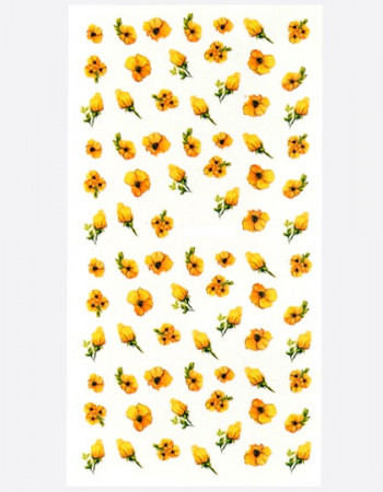 Наклейки, цветы акварель желтые 266 Наклейки, цветы акварель желтые 266