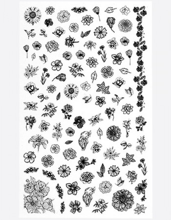 Наклейки, цветы контурные черные 233 Наклейки, цветы контурные черные 233