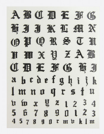 Наклейки, шрифт готика черные 210 Наклейки, шрифт готика черные 210